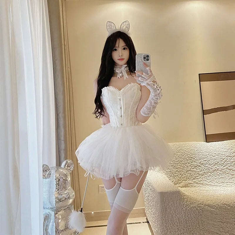 Sexy Puffy Skirt Angel Devil Little Fairy Halloween Cosplay Role-Playing Vest Shapewear Breathable Thin Polyester Fabric