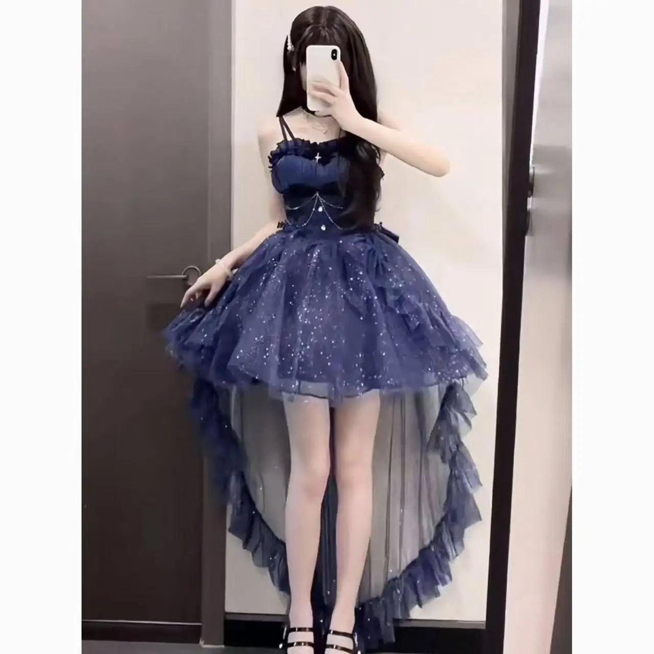 Pure Color Fairy Midi Dress Women White Elegant Evening Party Dress Beach 2026 New Casual Long Sleeve Fashion Dress Korean