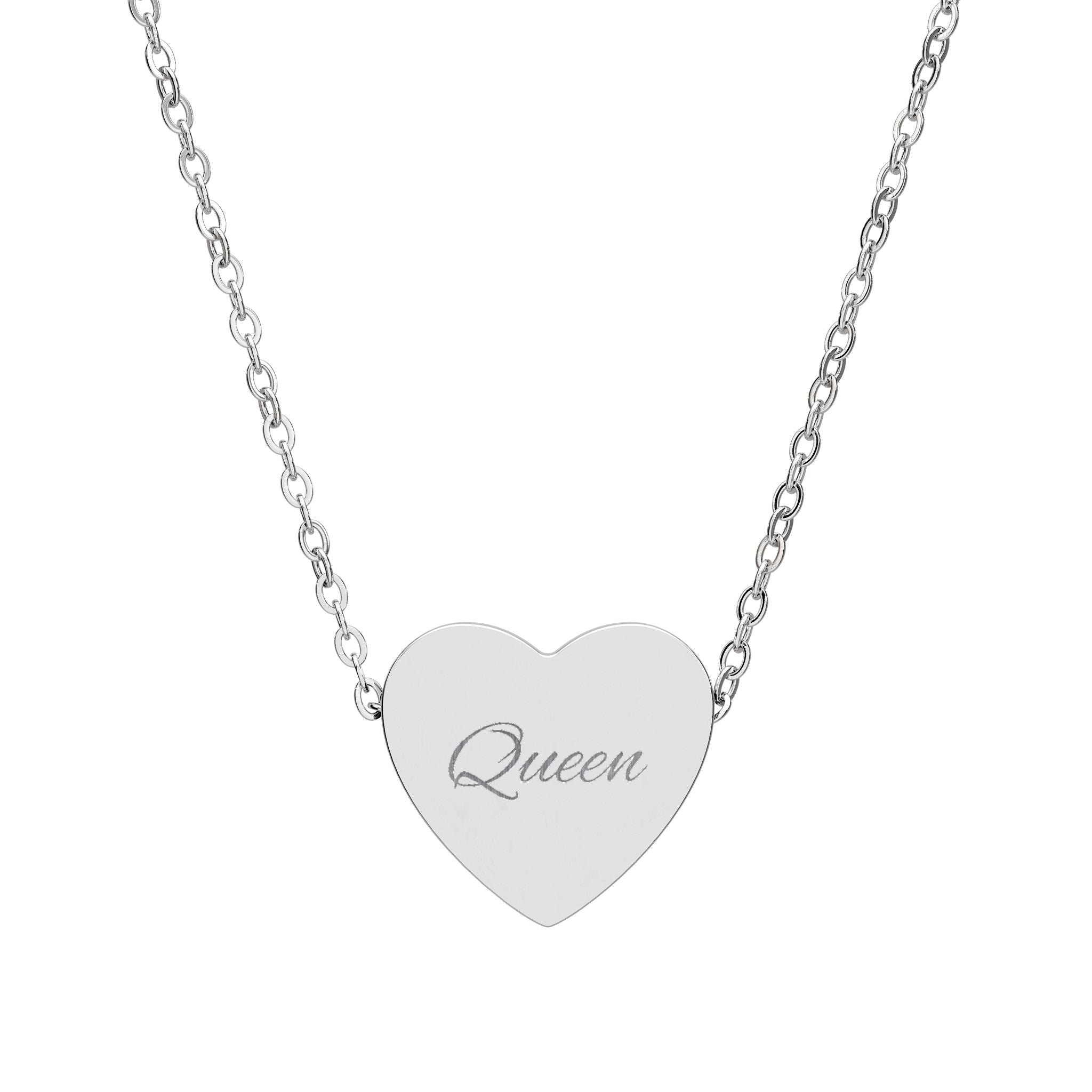 Collier Cœur « Queen » gravé 18 carrat