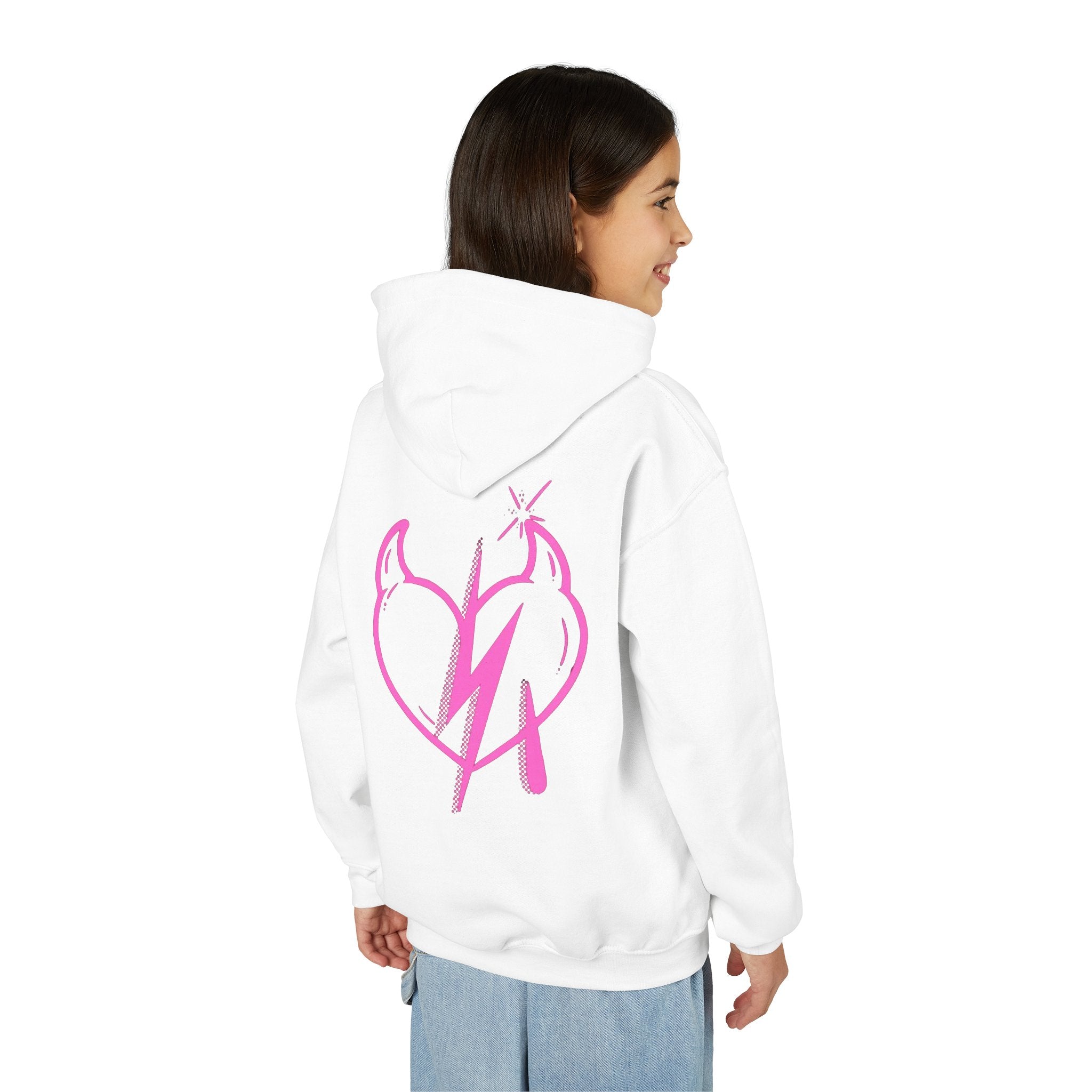 Sweat à capuche pour fillette / Adolescente Motif cœur éclair rose