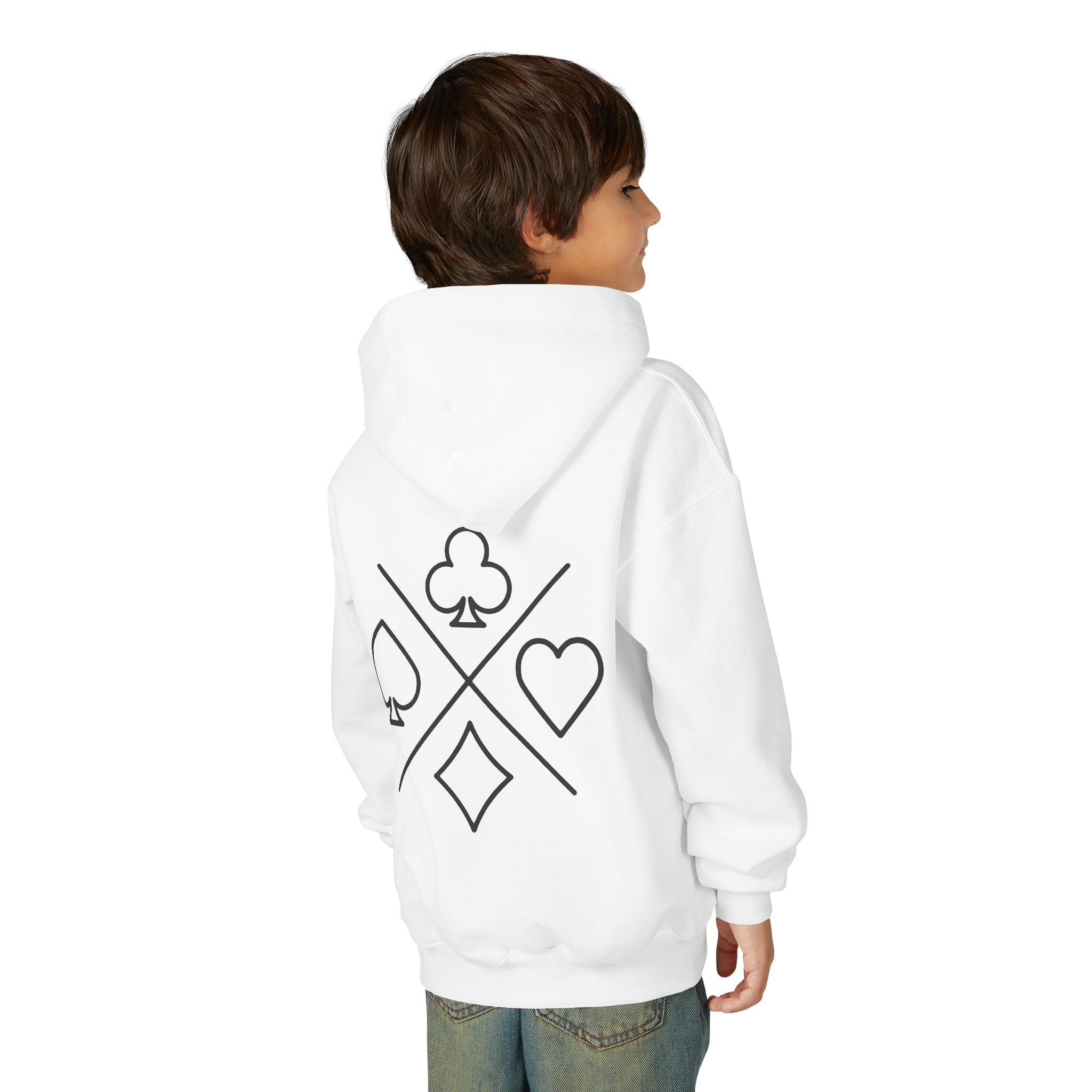 Sweat à capuche épais pour adolescent avec symbole de jeux de carte | Unisexe