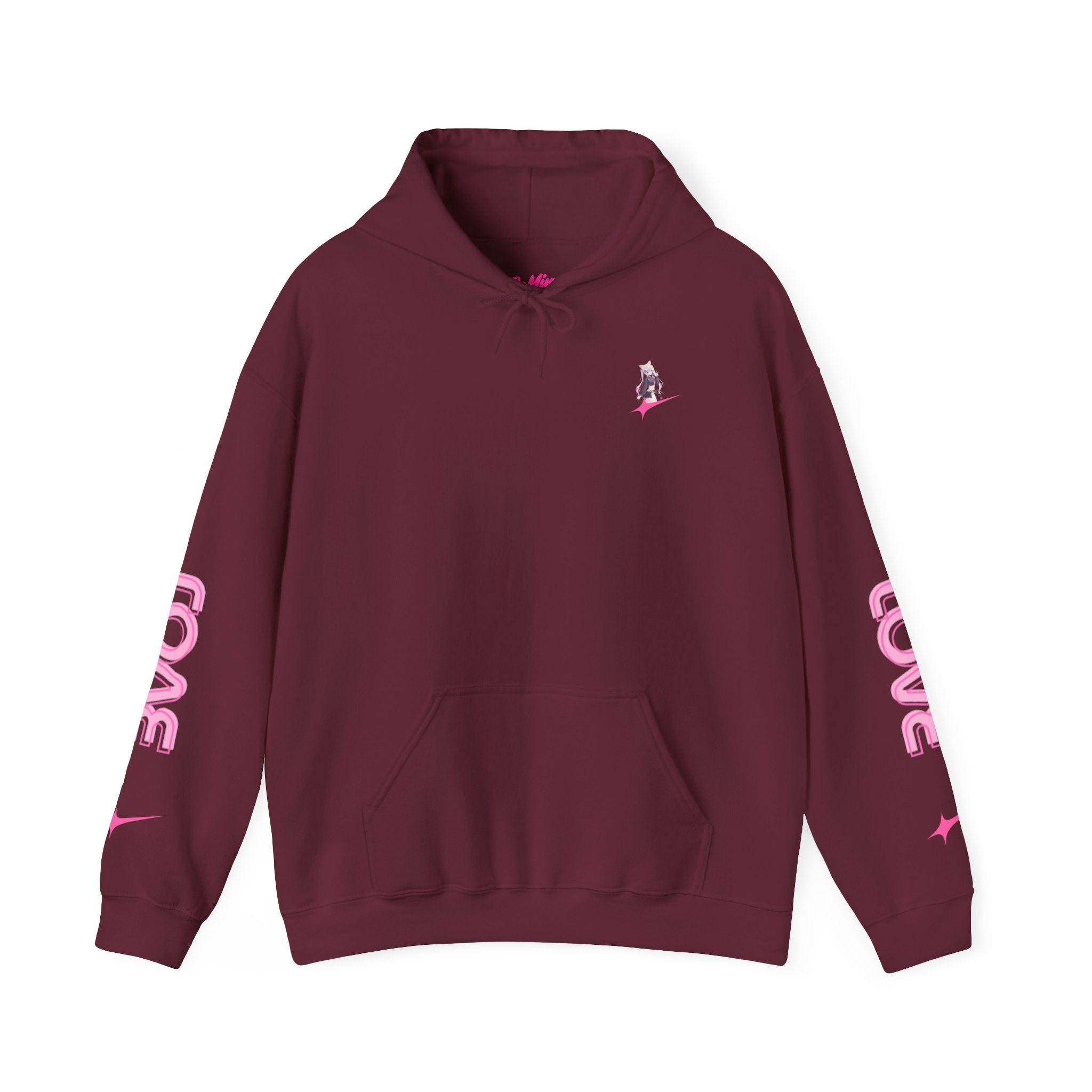 Sweat à capuche pour Femme rose « LOVE » style anime girl
