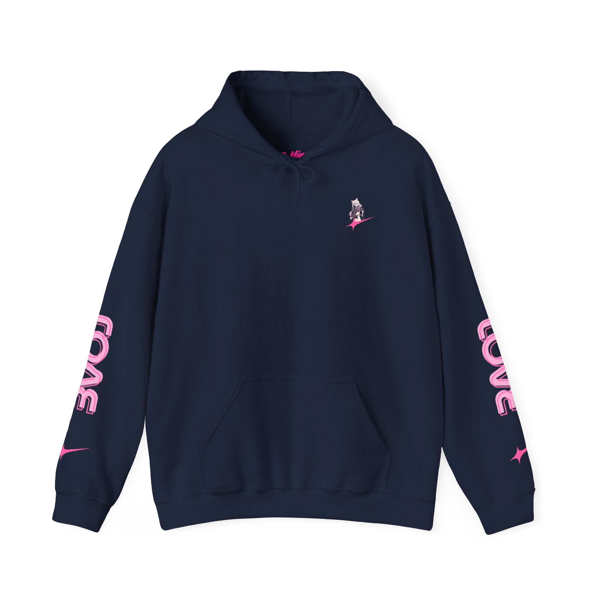 Sweat à capuche pour Femme rose « LOVE » style anime girl