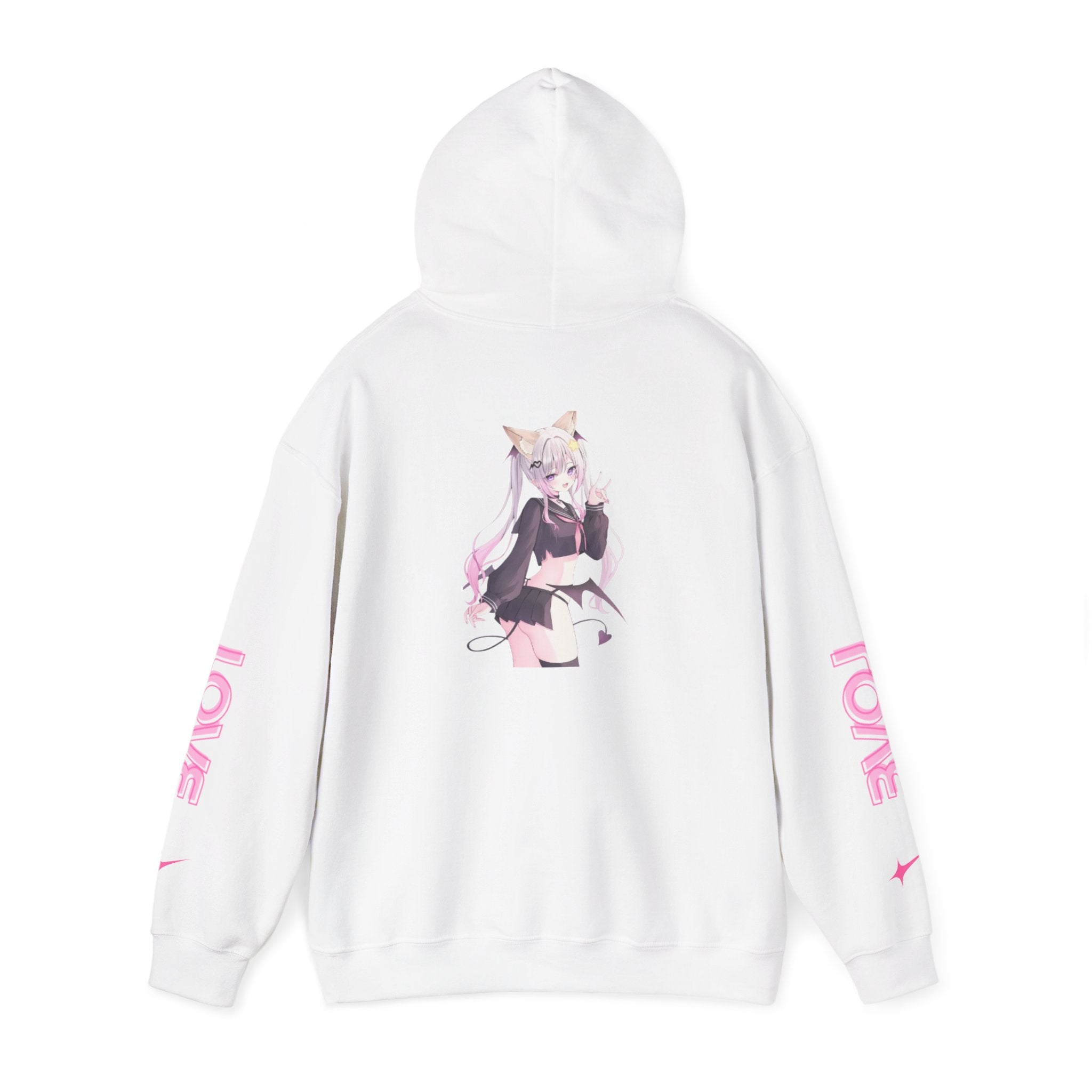 Sweat à capuche pour Femme rose « LOVE » style anime girl
