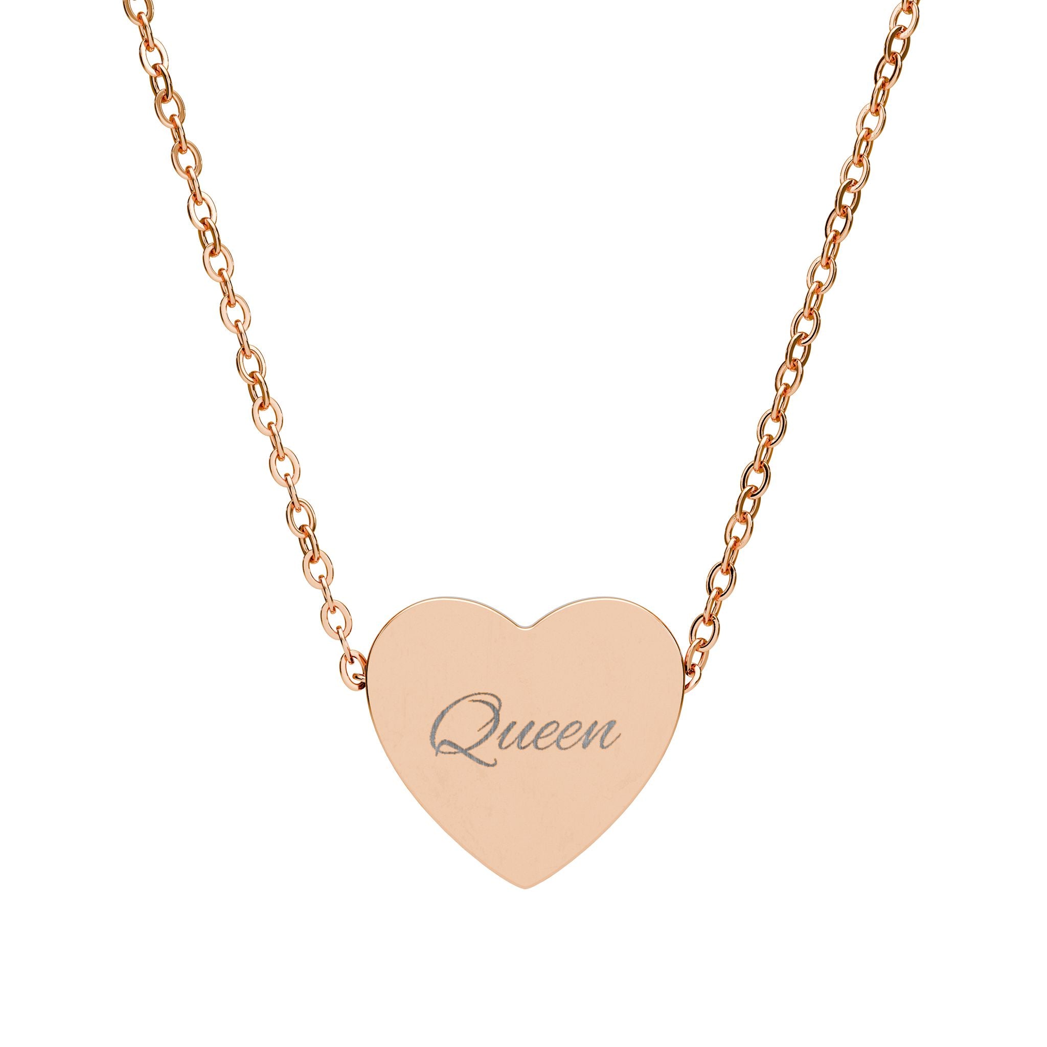 Collier Cœur « Queen » gravé 18 carrat