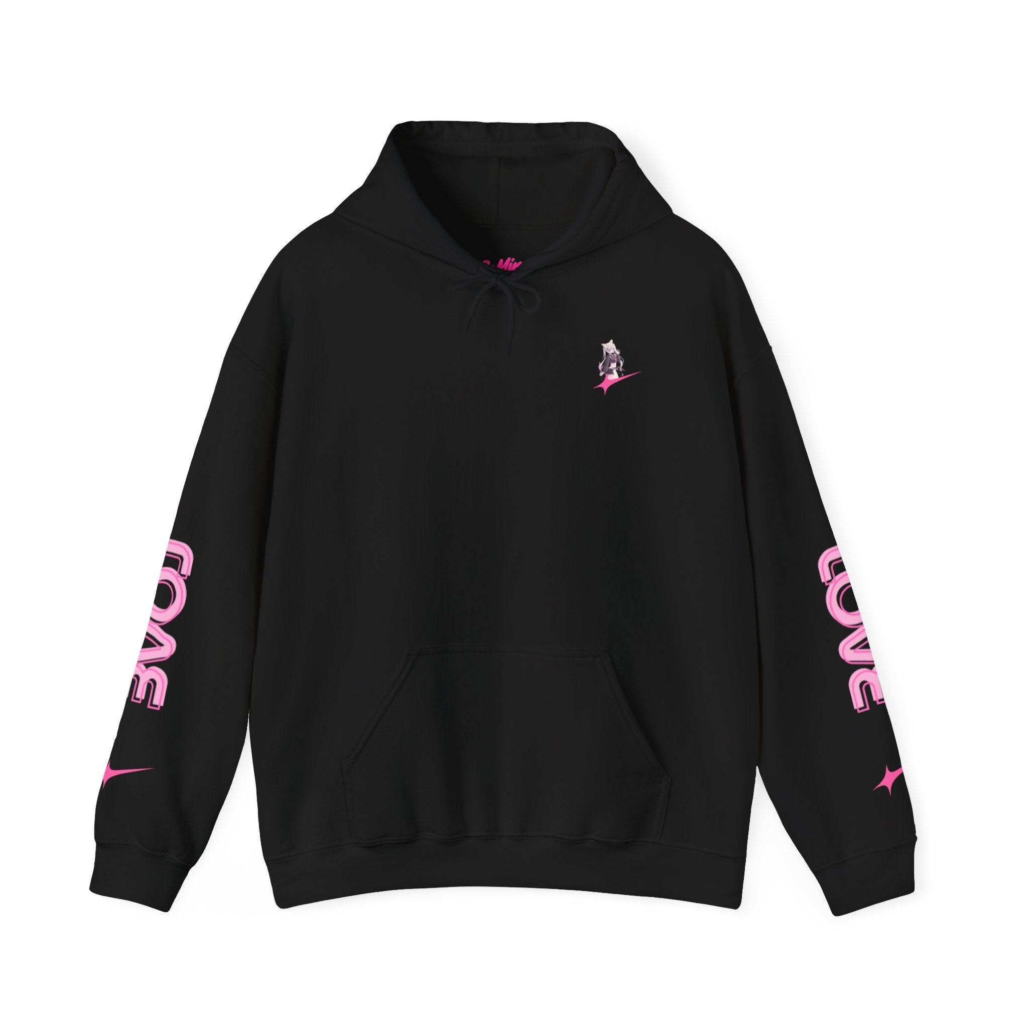 Sweat à capuche pour Femme rose « LOVE » style anime girl