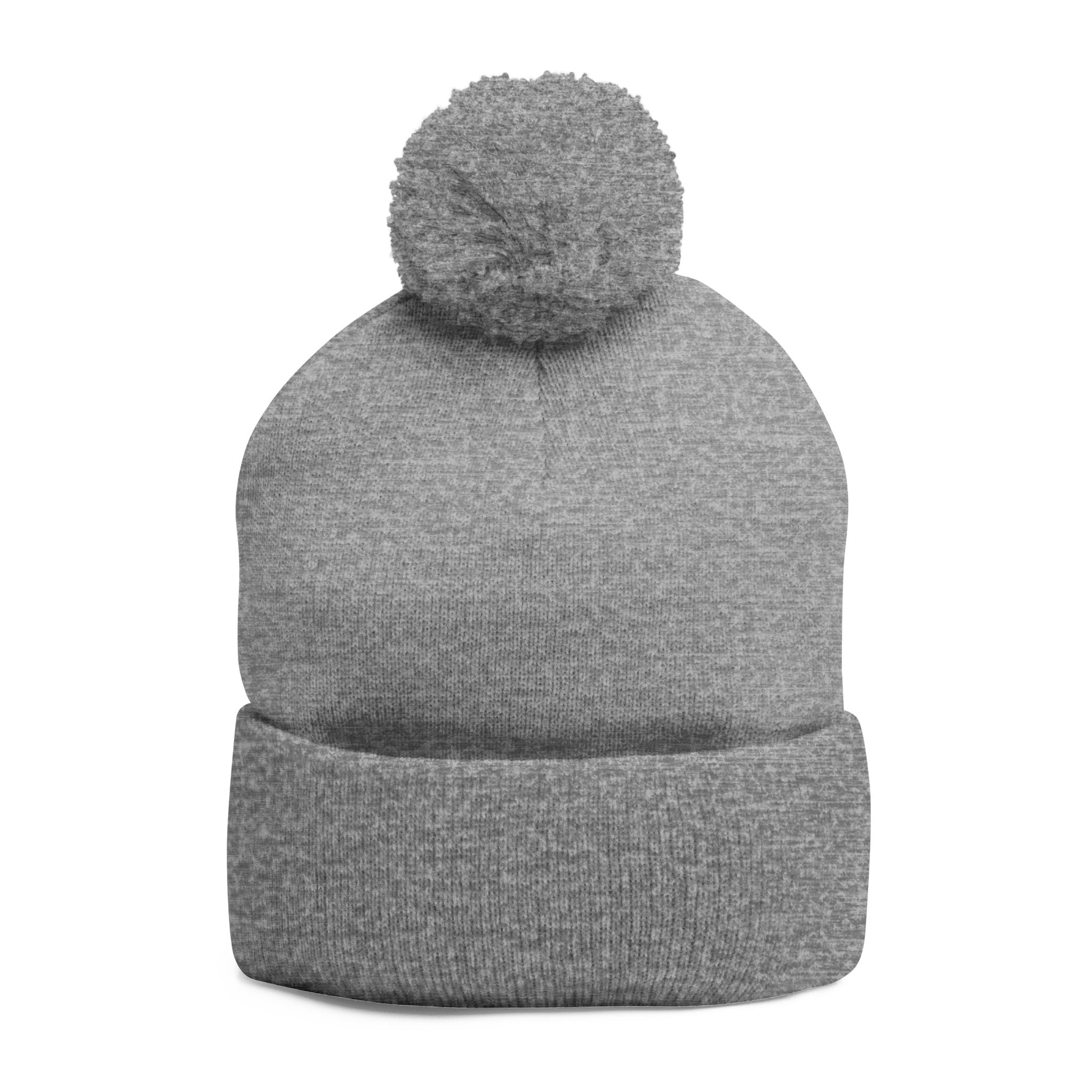 Bonnet tricoté à pompon brodé