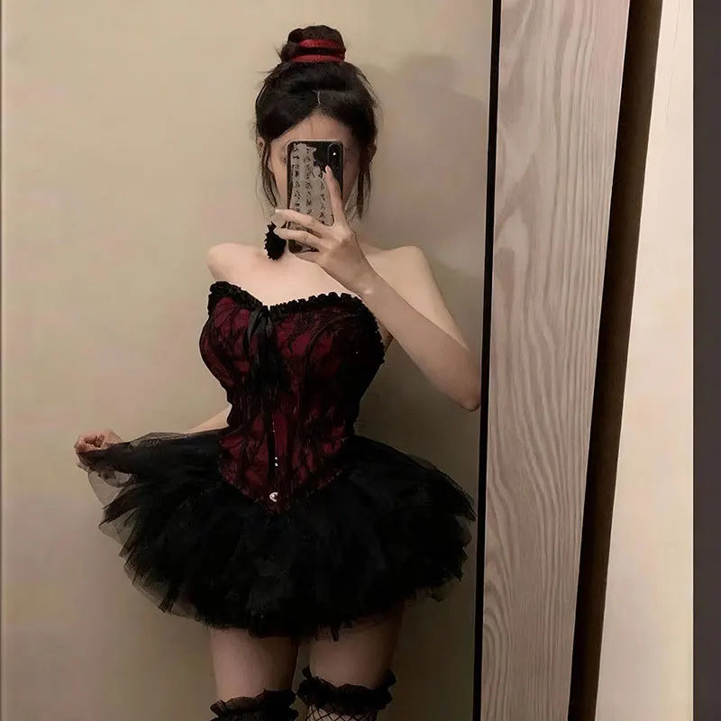 Sexy Puffy Skirt Angel Devil Little Fairy Halloween Cosplay Role-Playing Vest Shapewear Breathable Thin Polyester Fabric