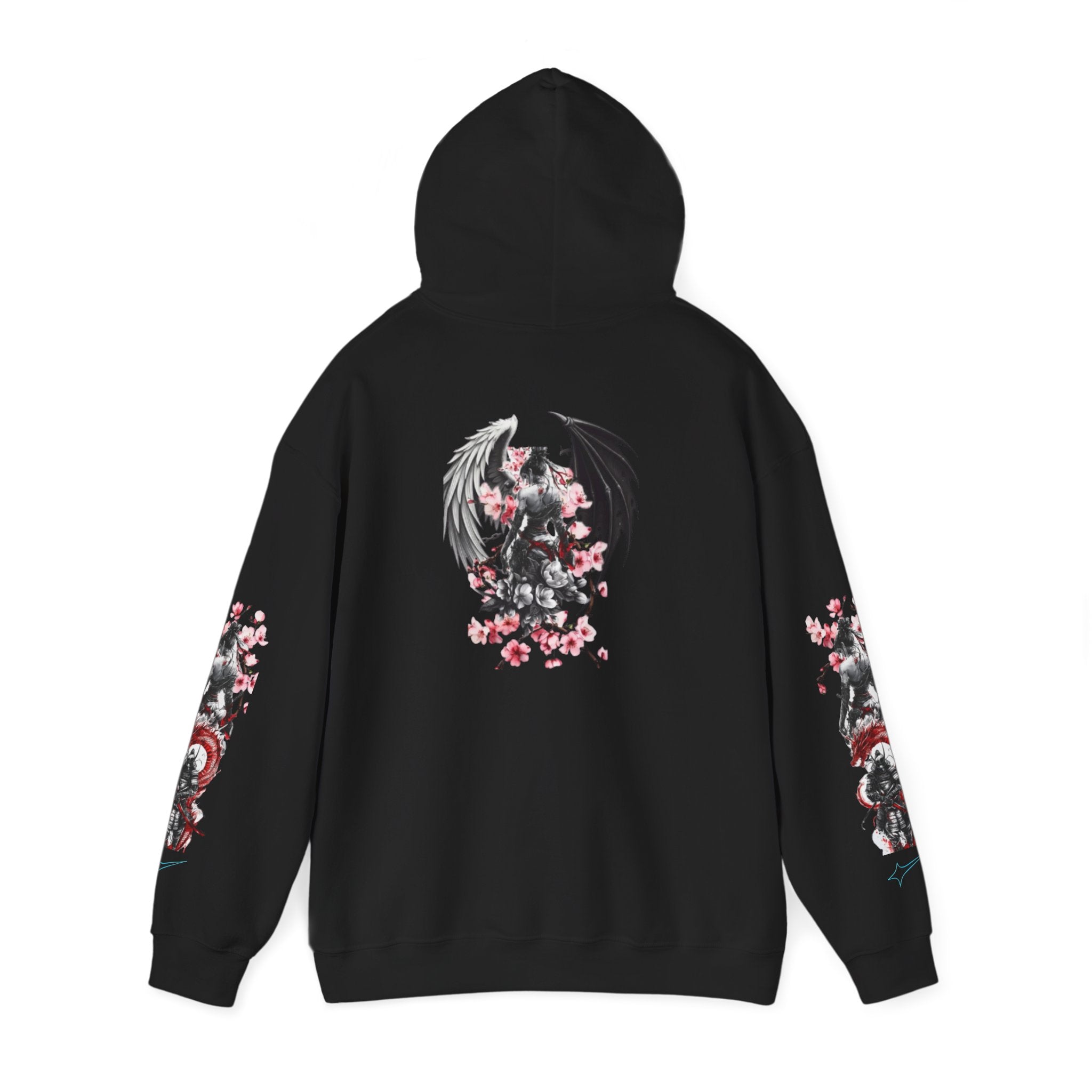 Sweat à capuche Unisexe - Crâne Ange et Démon — Sweat-shirt à motif Fleurs de Cerisier Gothiques