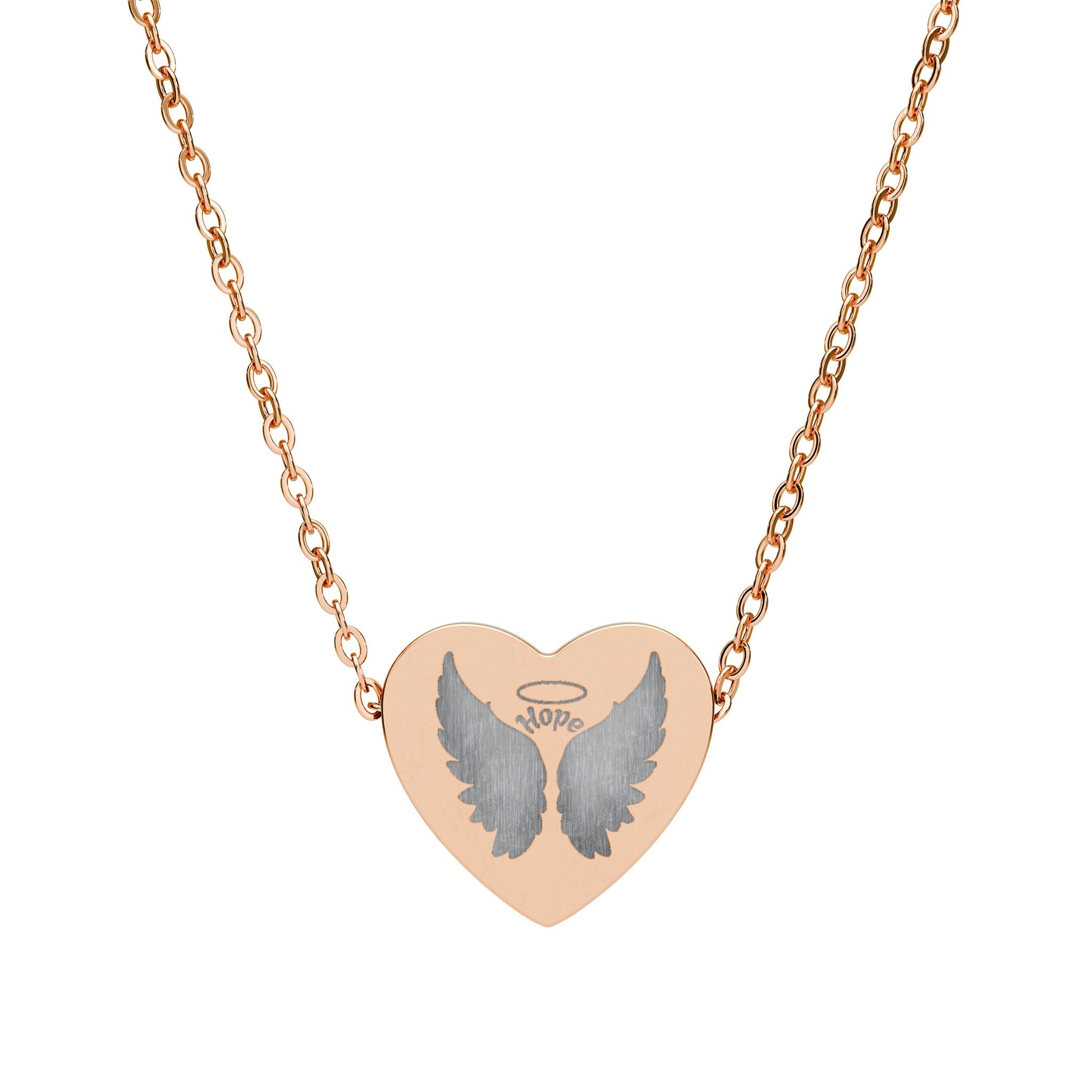 Collier Cœur Ailes d'Ange Gravées '' Hope ''