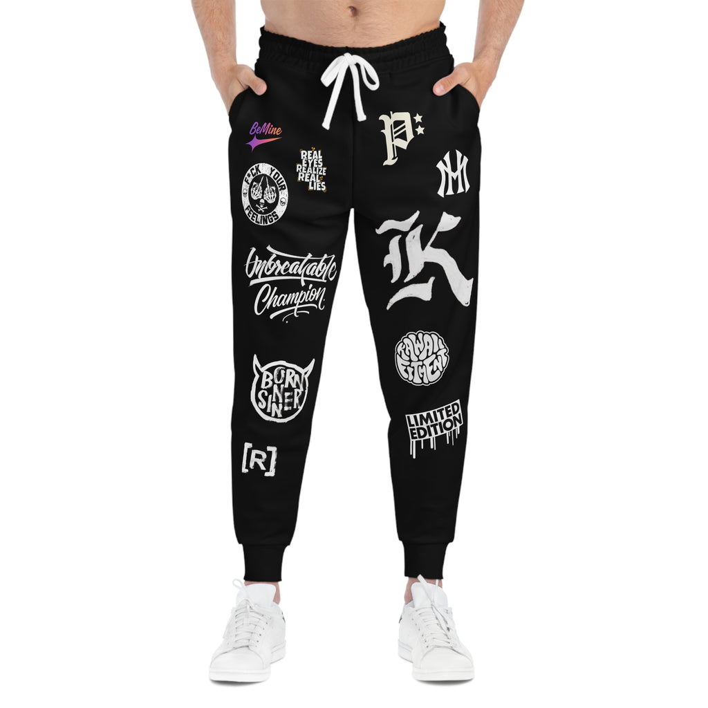 Pantalon de jogging graphique athlétique — Pantalon de survêtement streetwear avec logo et imprimé néon anime