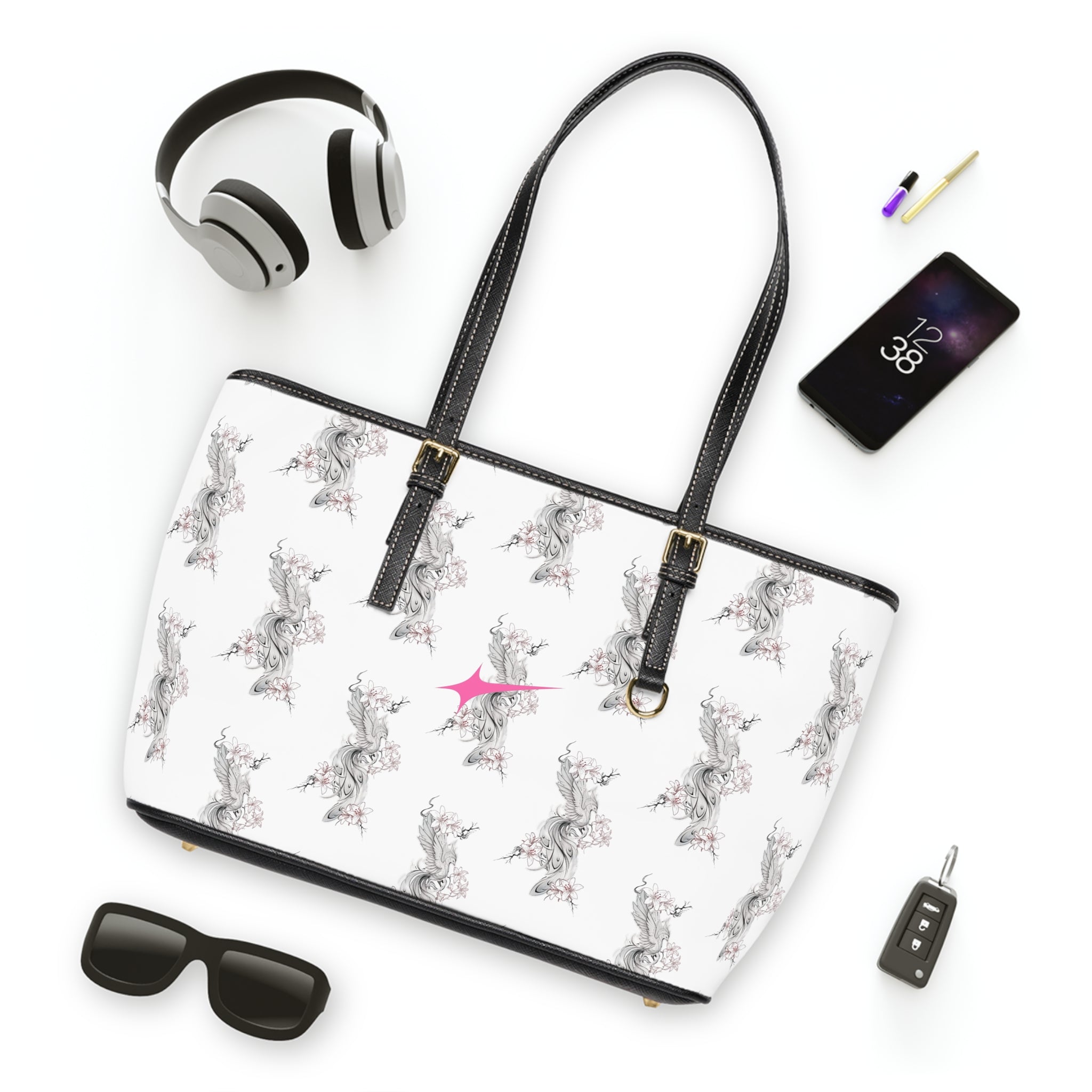 Sac bandoulière en cuir PU à motif floral