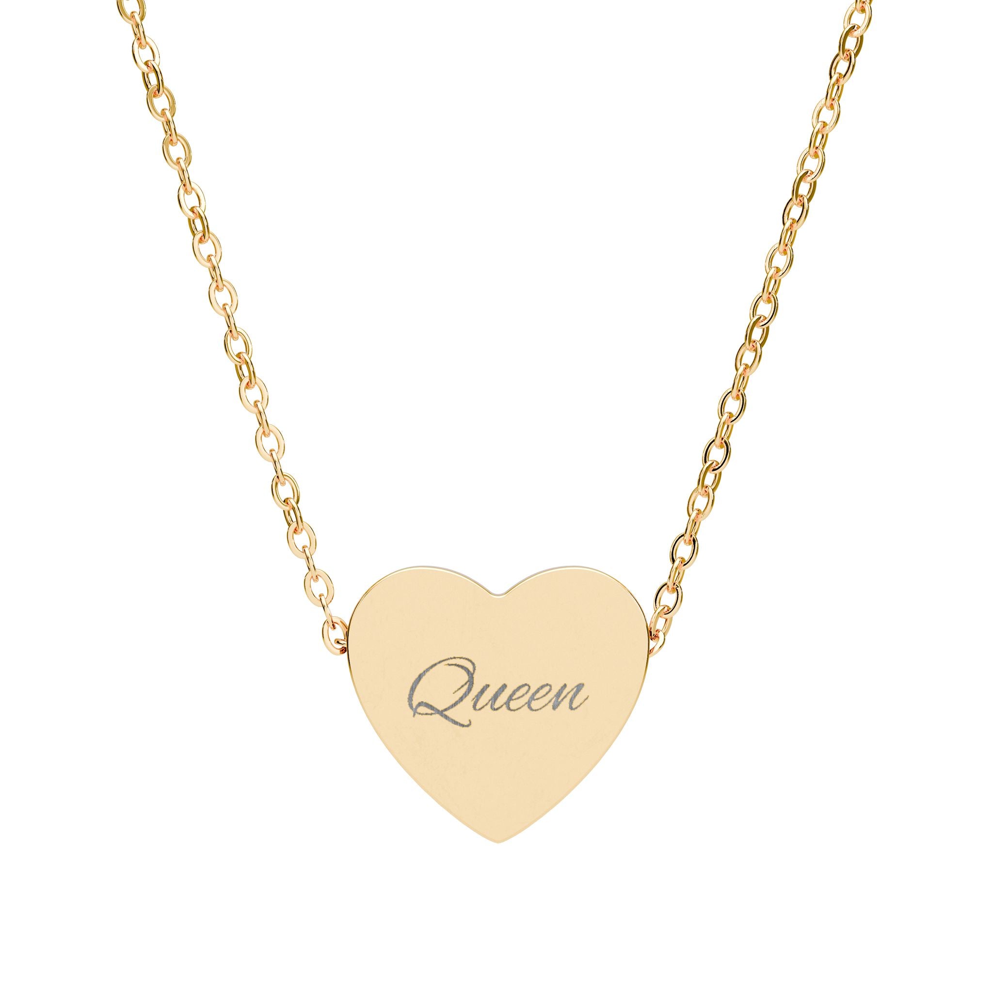 Collier Cœur « Queen » gravé 18 carrat