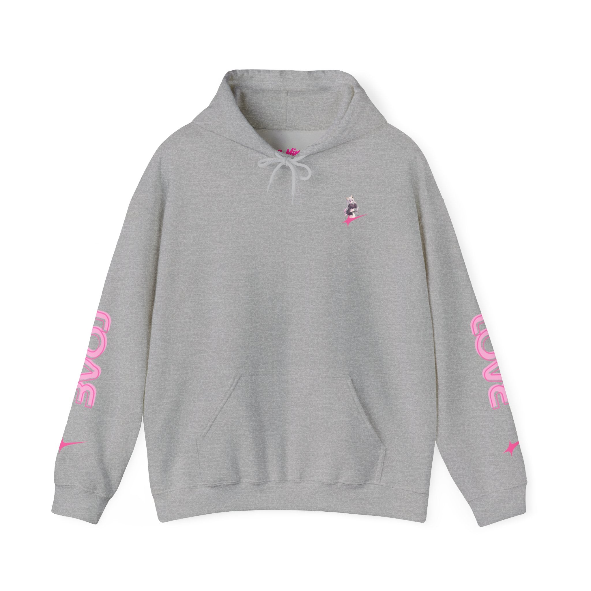 Sweat à capuche pour Femme rose « LOVE » style anime girl
