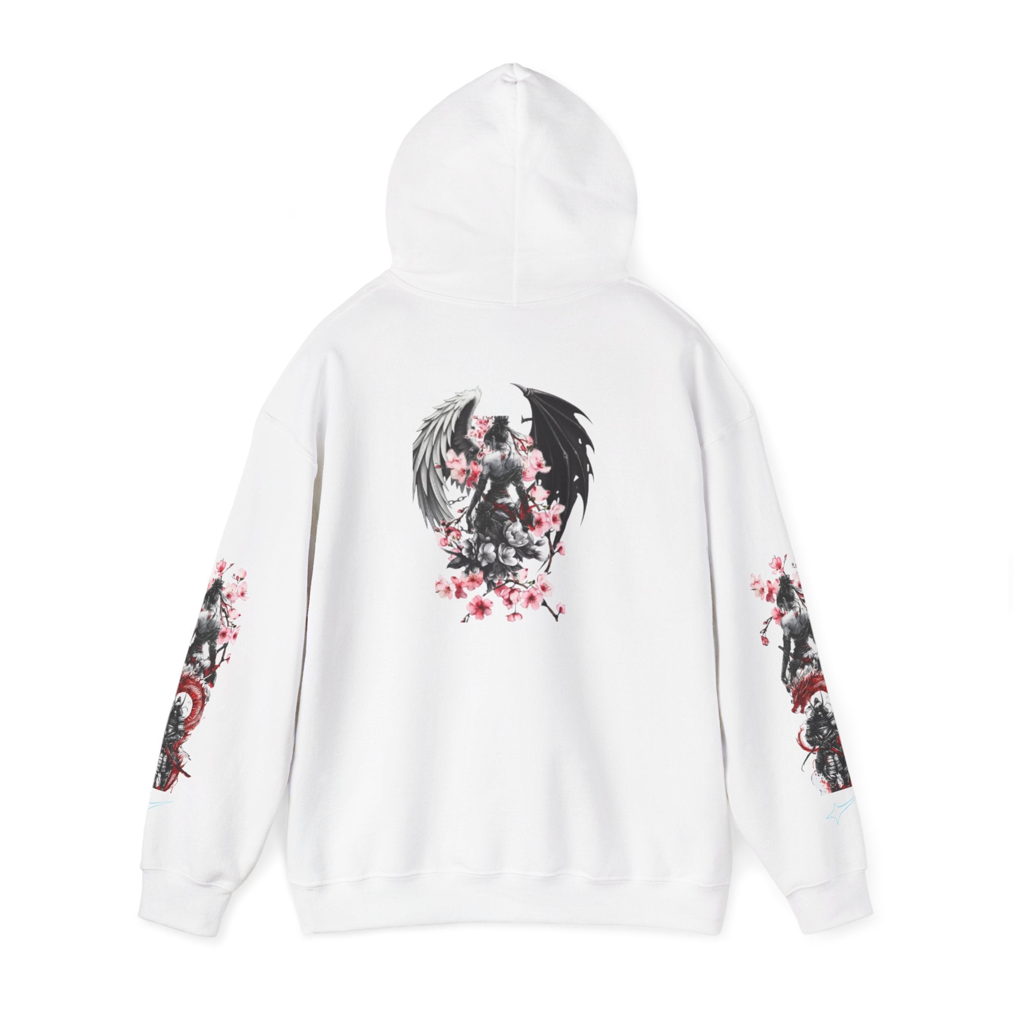 Sweat à capuche Unisexe - Crâne Ange et Démon — Sweat-shirt à motif Fleurs de Cerisier Gothiques