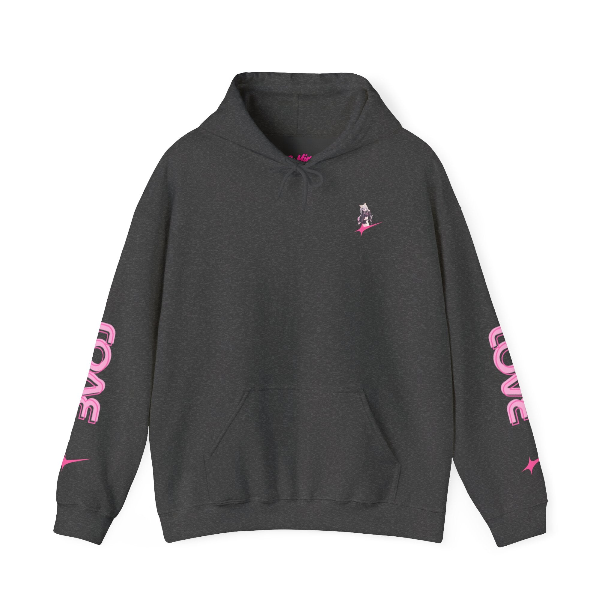 Sweat à capuche pour Femme rose « LOVE » style anime girl