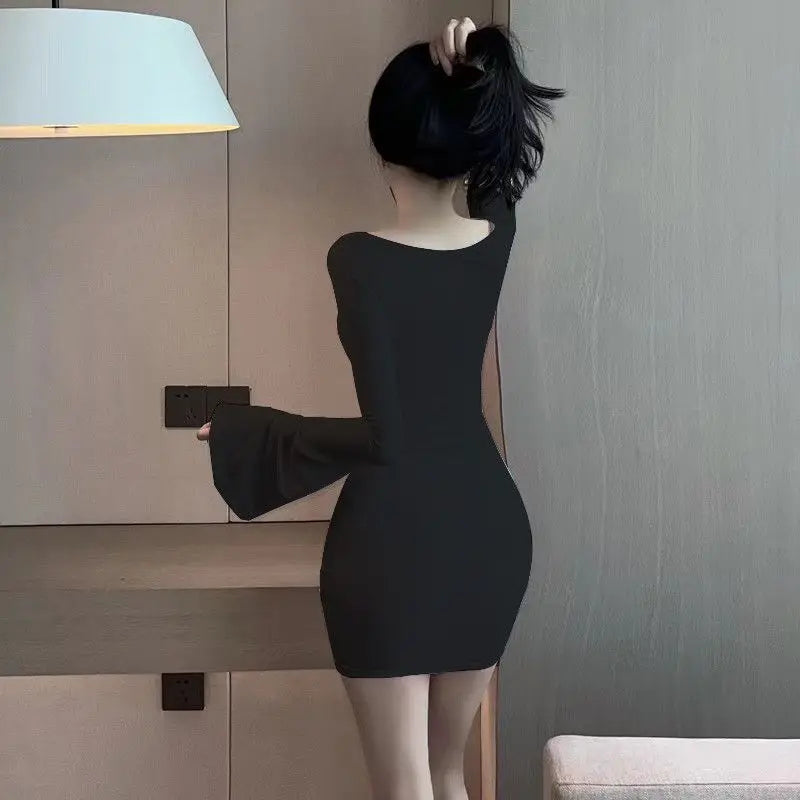 Women Bodycon Mini Dresses for Women Sexy Long Sleeve Ruched Short Dress Fairy Grunge Y2K Streetwear