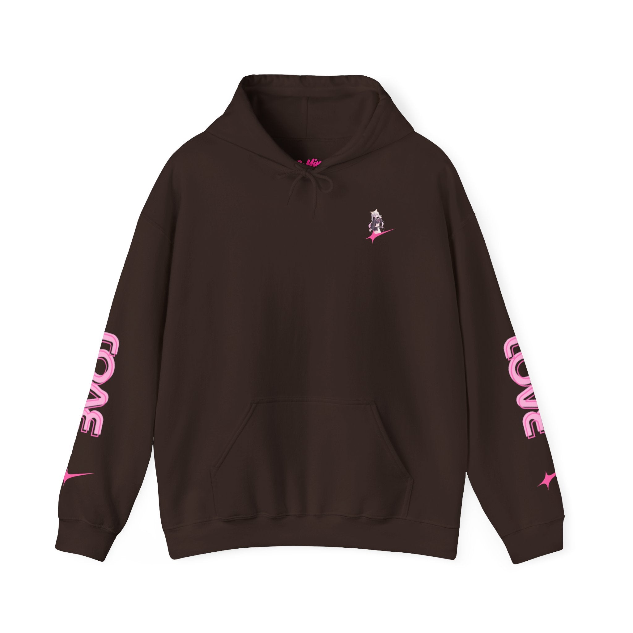 Sweat à capuche pour Femme rose « LOVE » style anime girl