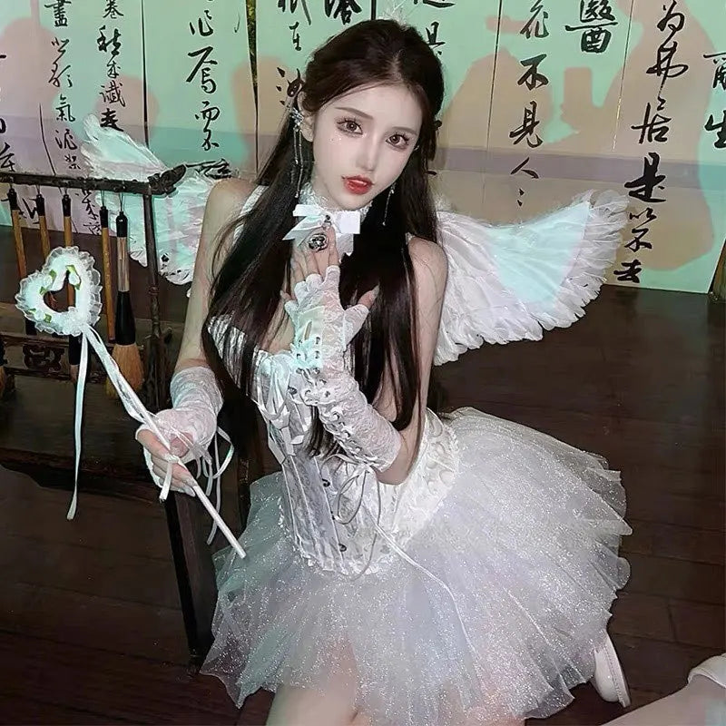Sexy Puffy Skirt Angel Devil Little Fairy Halloween Cosplay Role-Playing Vest Shapewear Breathable Thin Polyester Fabric